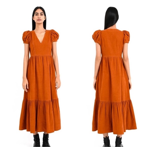 Banjanan Corduroy Franklin Dress in Honey Corduroy Size M - Picture 2 of 9